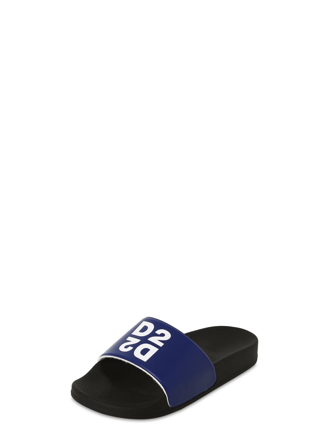Dsquared2 Kids' Logo Printed Slide Sandals In Blue