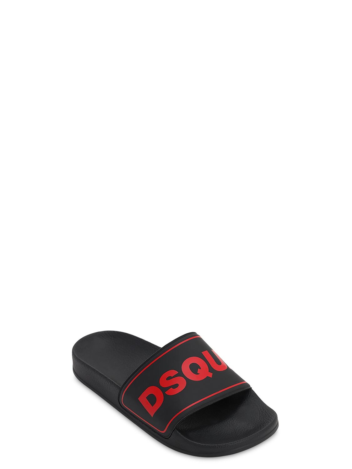 Dsquared2 Kids' Logo Printed Slide Sandals In Black,red