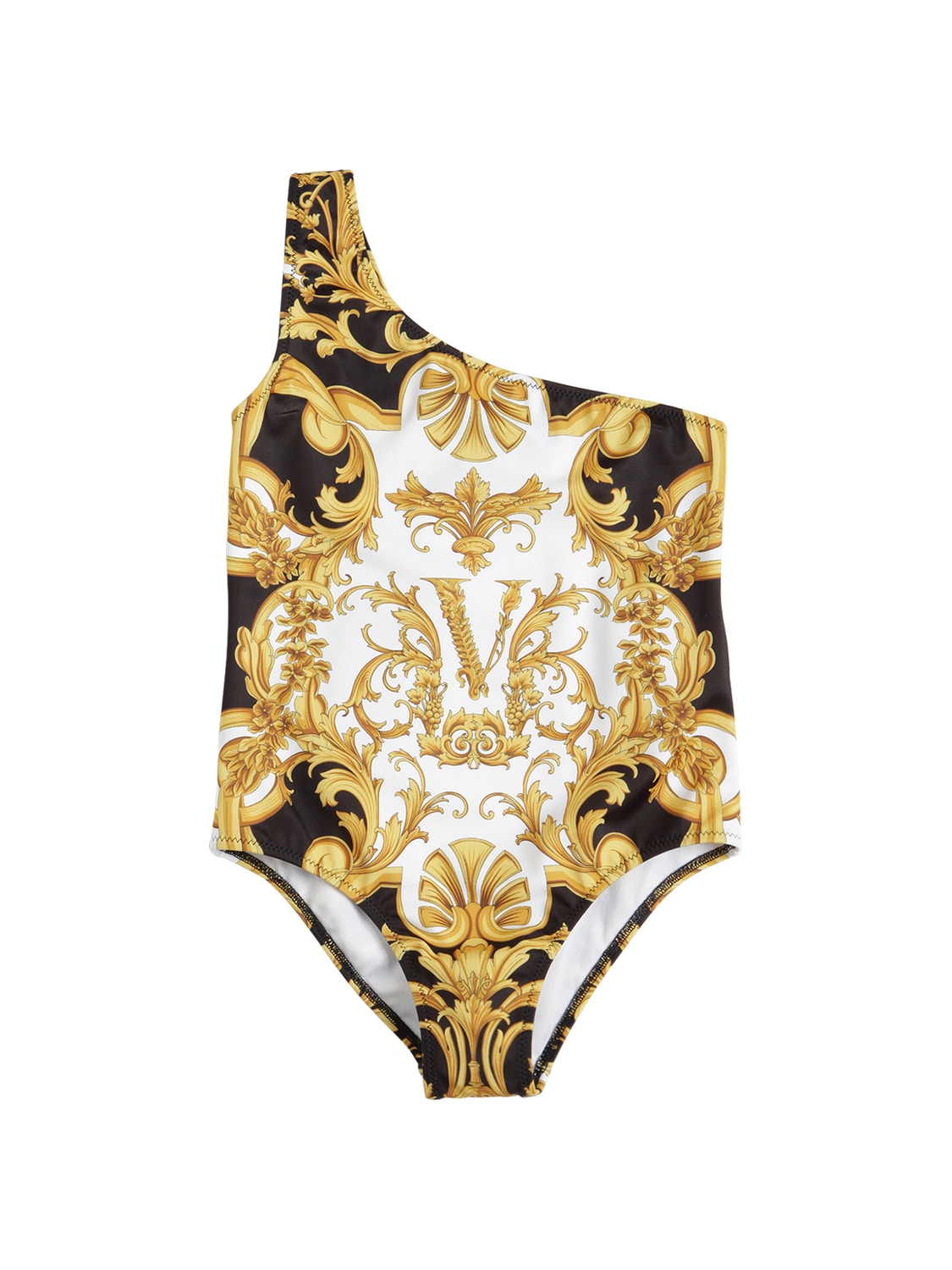 Versace Baroque Print Lycra One Piece Swimsuit In Multicolor