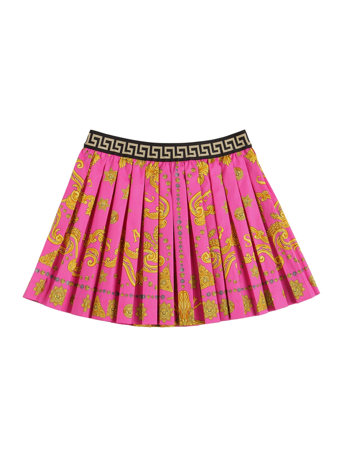 VERSACE PLEATED COTTON POPLIN SKIRT,71I92N088-QTCYMZA1