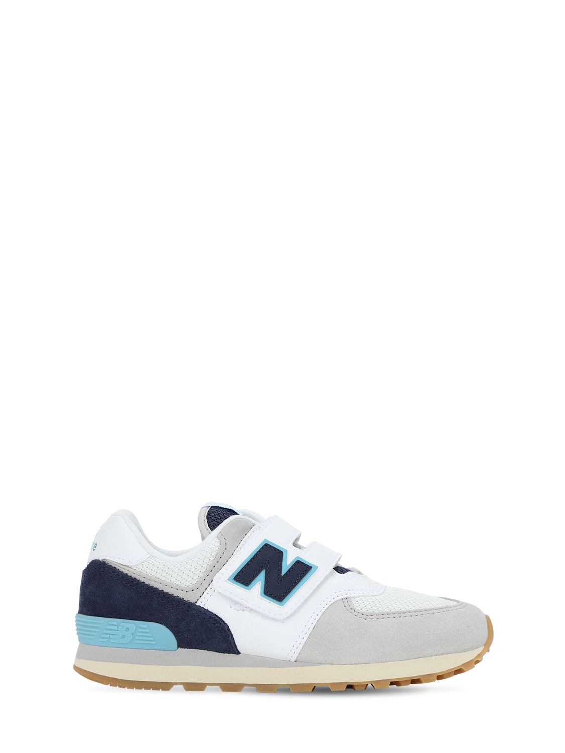 New Balance Kids' 574 Suede & Mesh Strap Sneakers In White