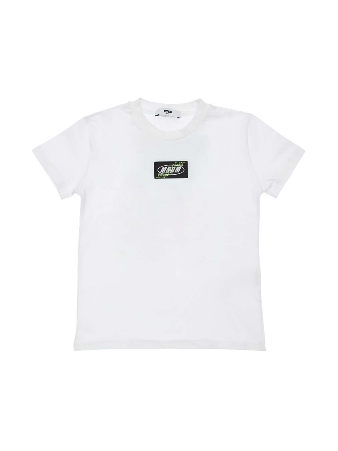 Msgm Kids' Logo Patch Cotton Jersey T-shirt In White