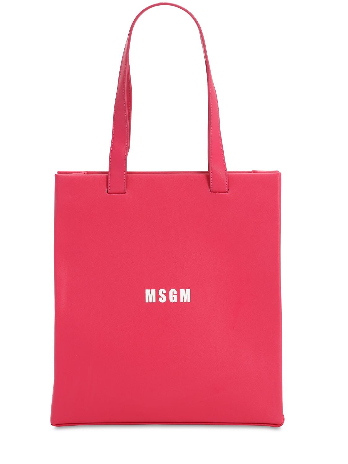 Msgm Kids' Logo Printed Faux Leather Bag In Fuchsia