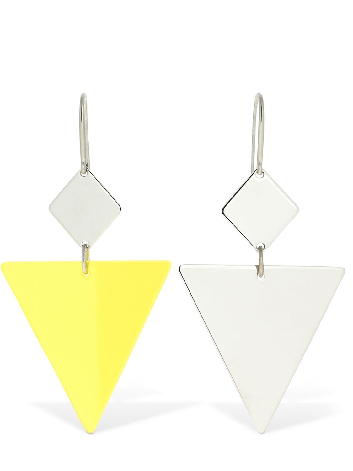 Isabel Marant New Asphalt Two Tone Triangle Earrings In Yellow,silver