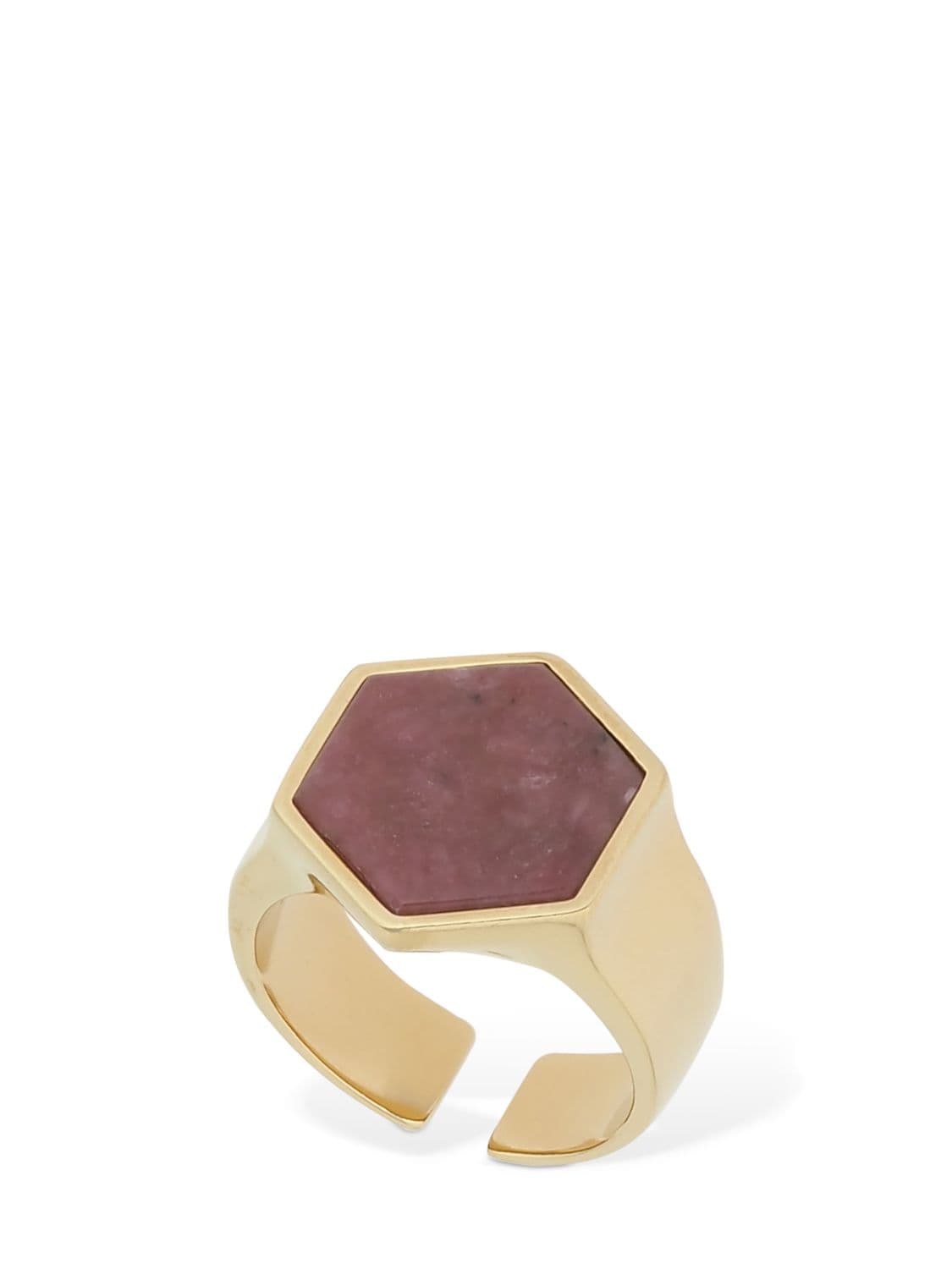 ISABEL MARANT GOLDEN MOTHER HEXAGONAL RING W/ STONE,71I9M7015-NDBQSW2