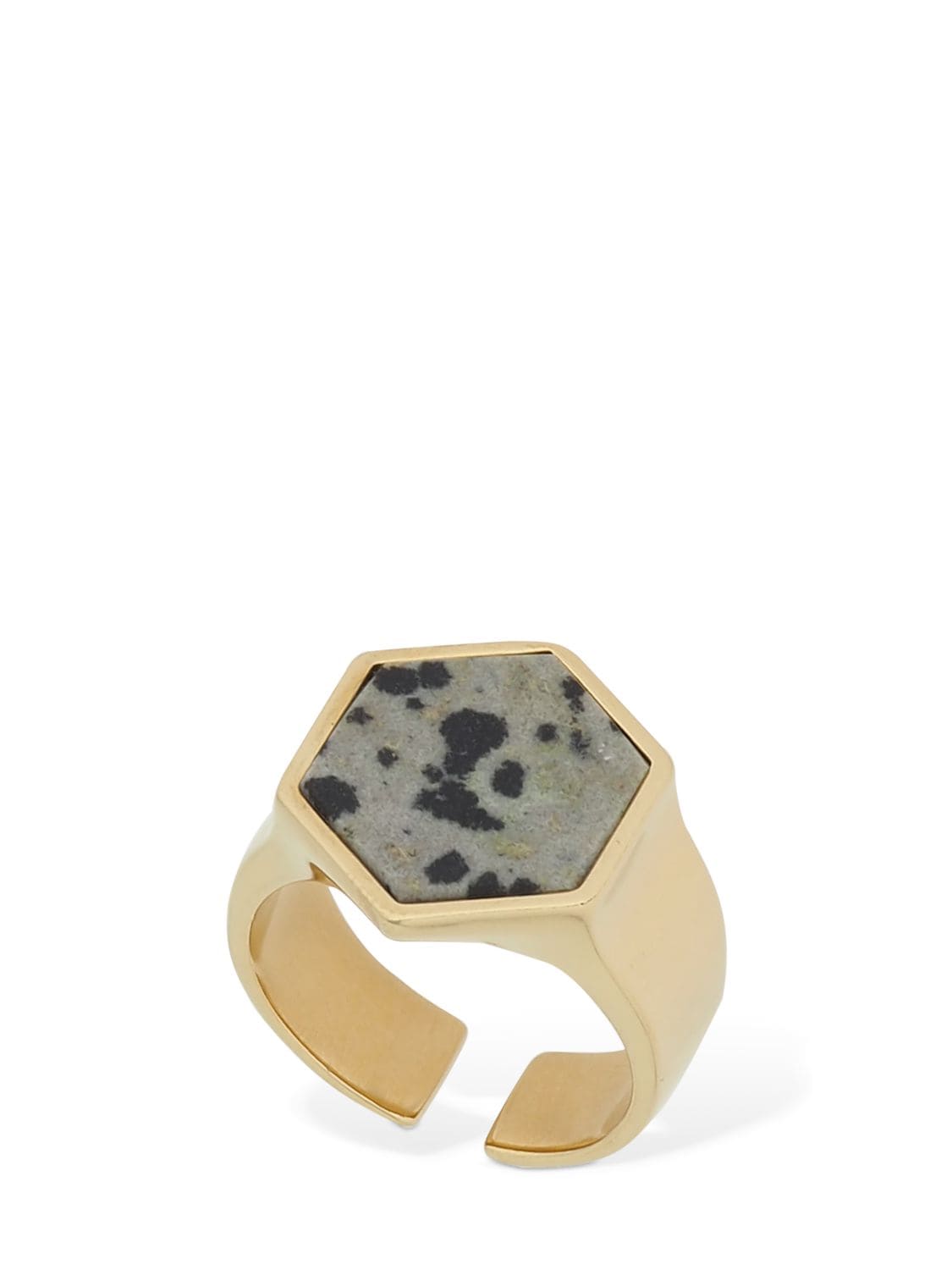 Isabel Marant Golden Mother Hexagonal Ring W/ Stone In Mastic,gold