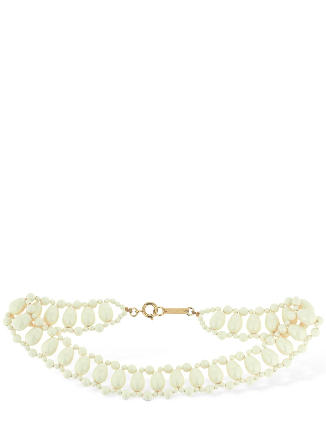 Isabel Marant Malawi Beaded Choker Necklace In White,gold