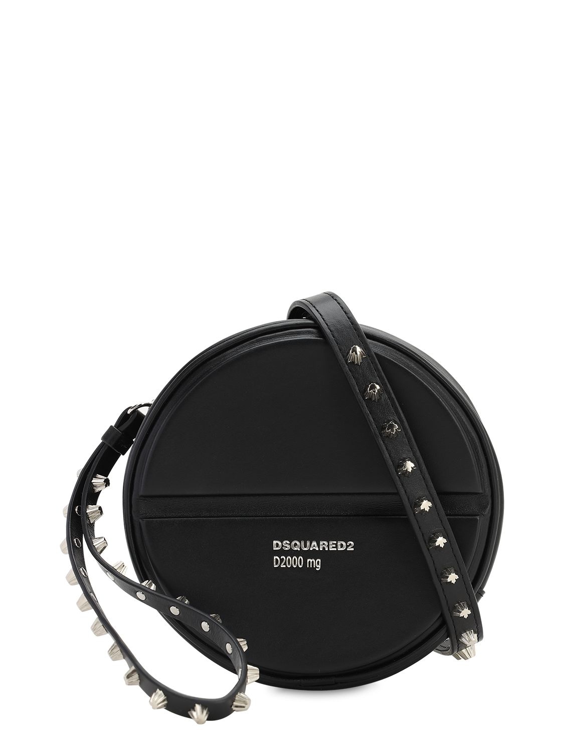 Dsquared2 Pills Round Leather Bag In Black