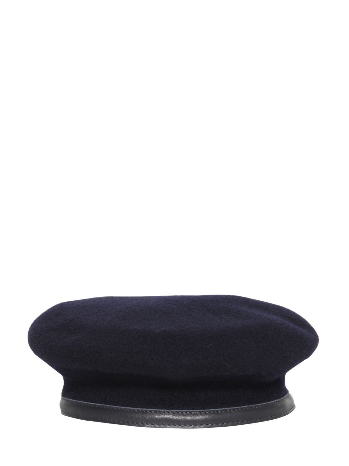 Ann Demeulemeester Flat Wool Hat W/ Leather Buckle In Black