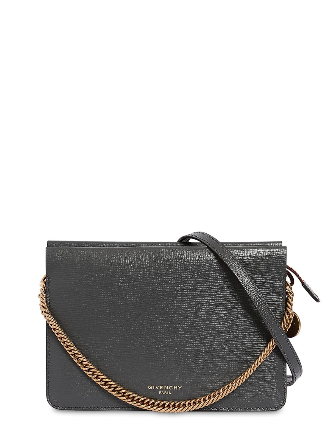 Givenchy Cross3 Leather Crossbody Bag In Grey,aubergine