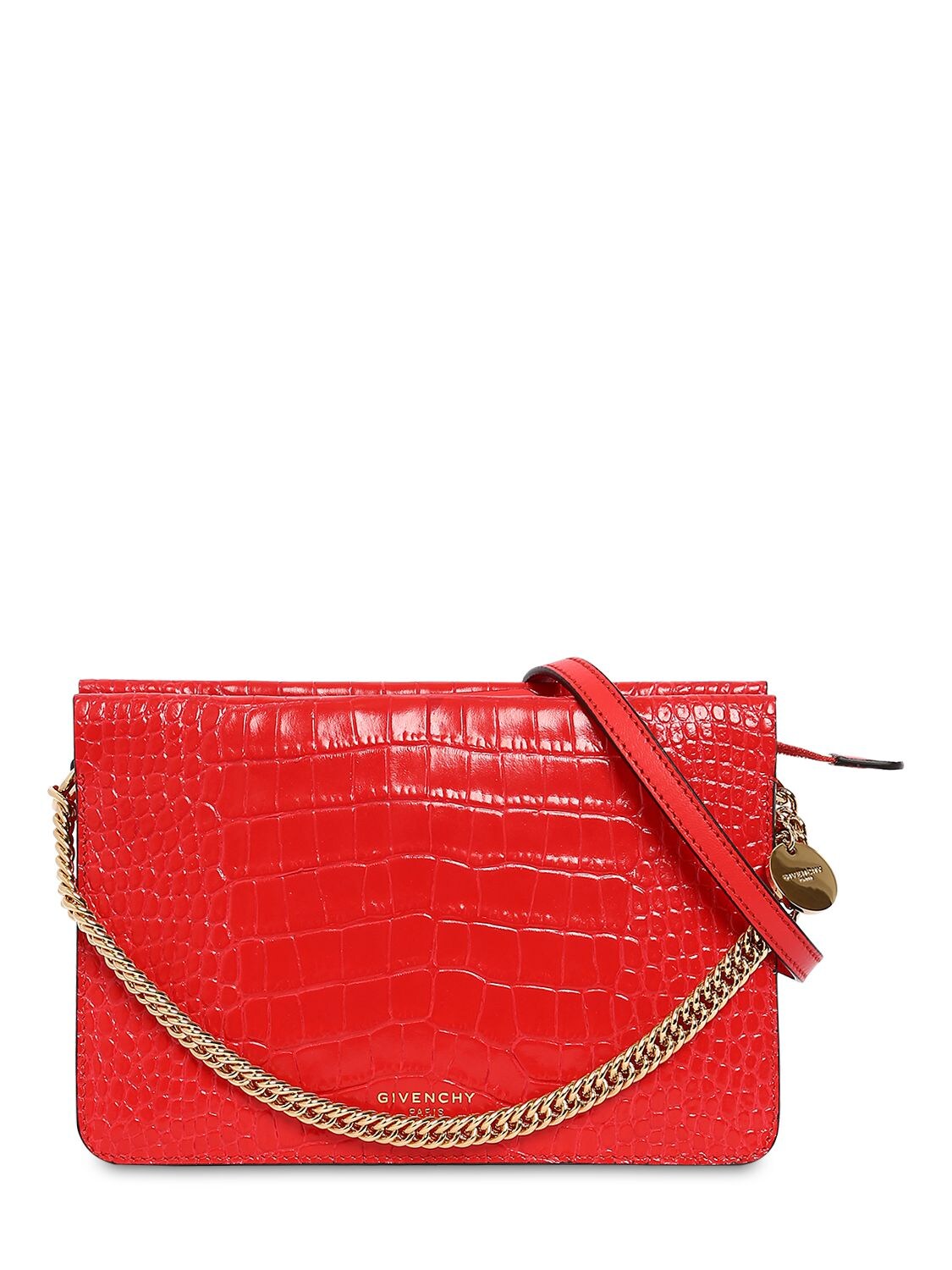 Givenchy Cross3 Croc Embossed Leather Bag In Red