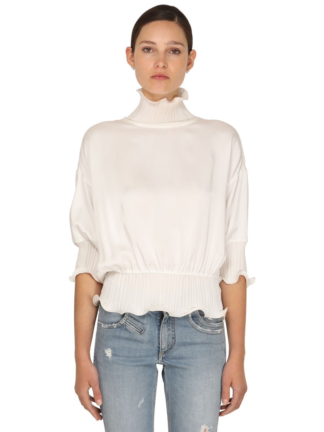 GIVENCHY SATIN CREPE TOP W/ WAVED DETAILS,71IA7M015-MTMW0
