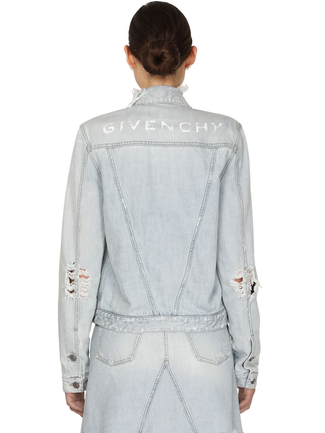 Givenchy Super Bleach Vintage Denim Jacket W/logo In Bleach Blue