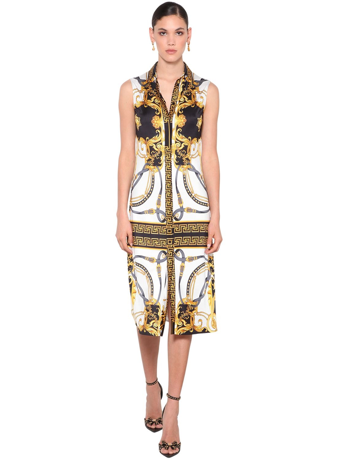 Fitted Print Jersey Midi Shirt Dress by Versace | Coshio Online Shop