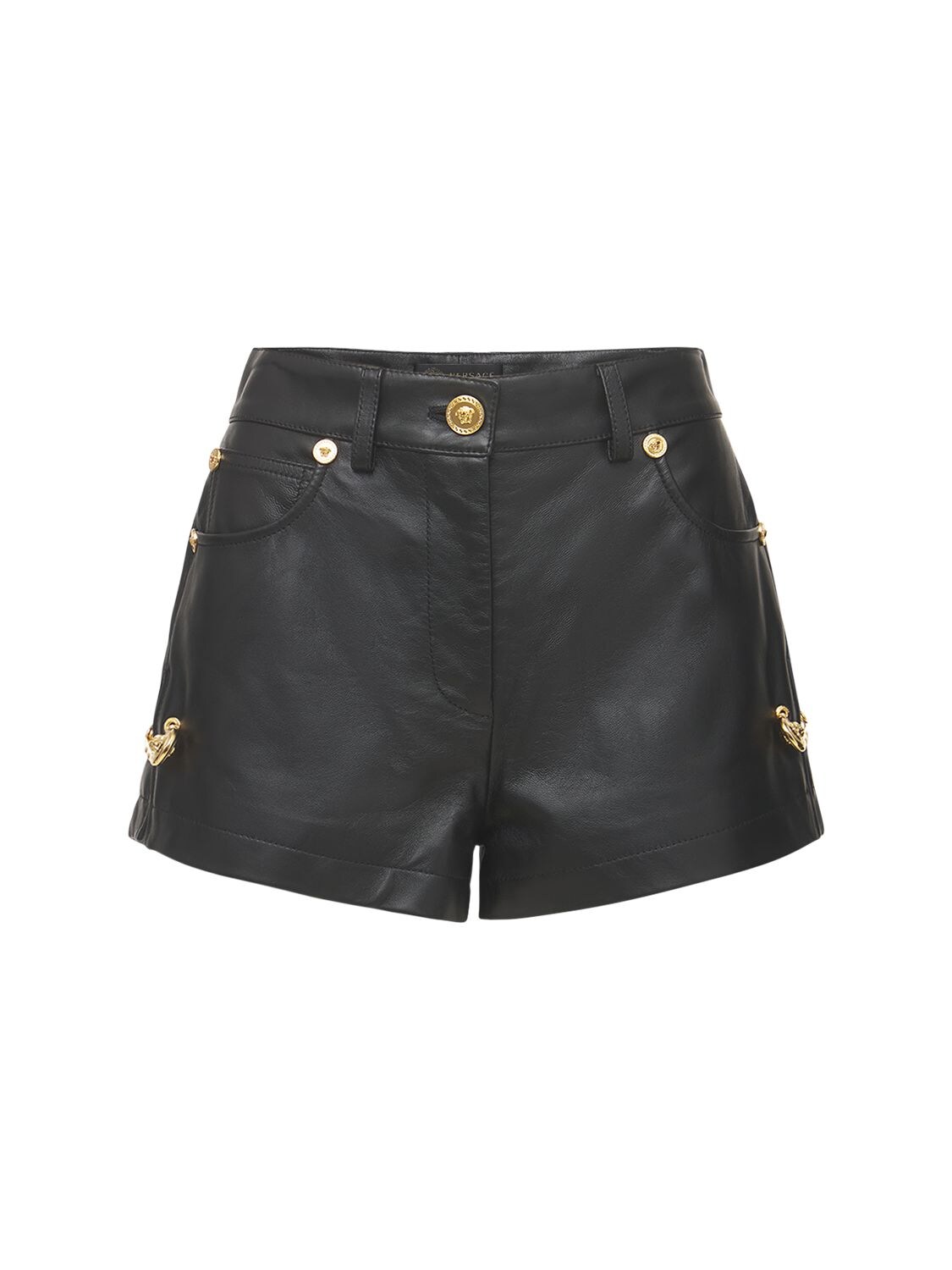 Safety Pin Nappa Leather Shorts