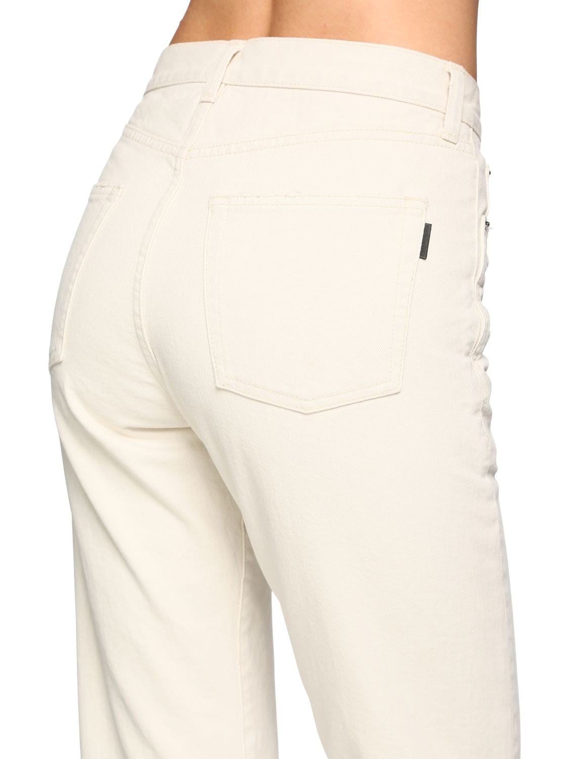Shop Saint Laurent Cotton Denim Straight Jeans In White
