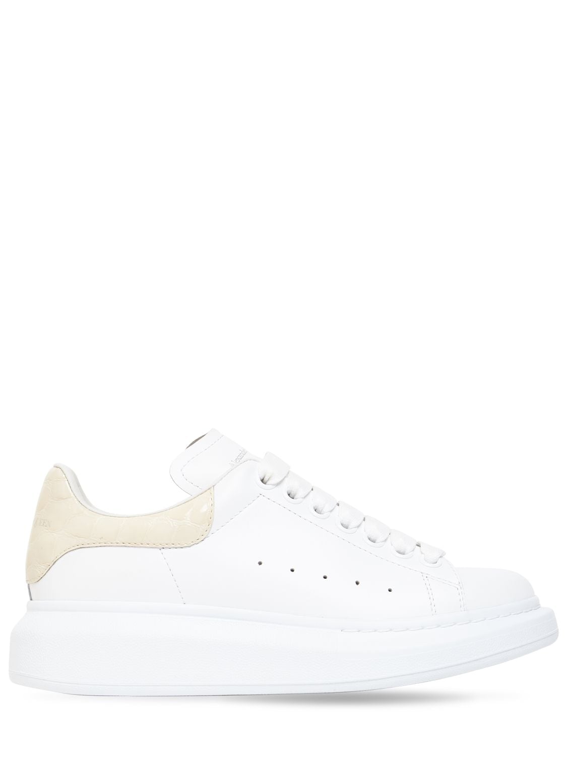 Alexander Mcqueen 40mm Leather & Croco Embossed Sneakers In White,cream