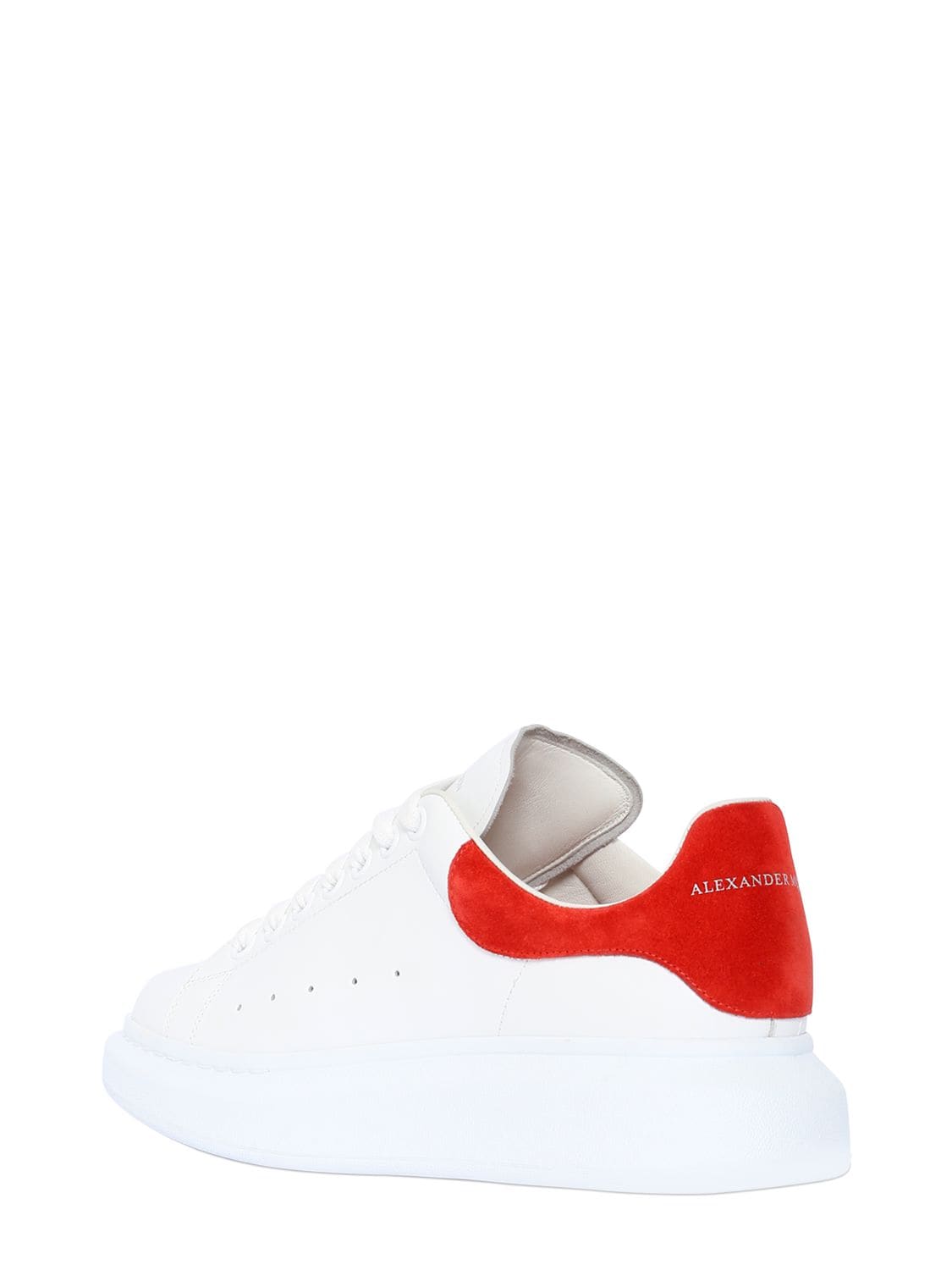 Shop Alexander Mcqueen 45mm Leather Sneakers In White,red