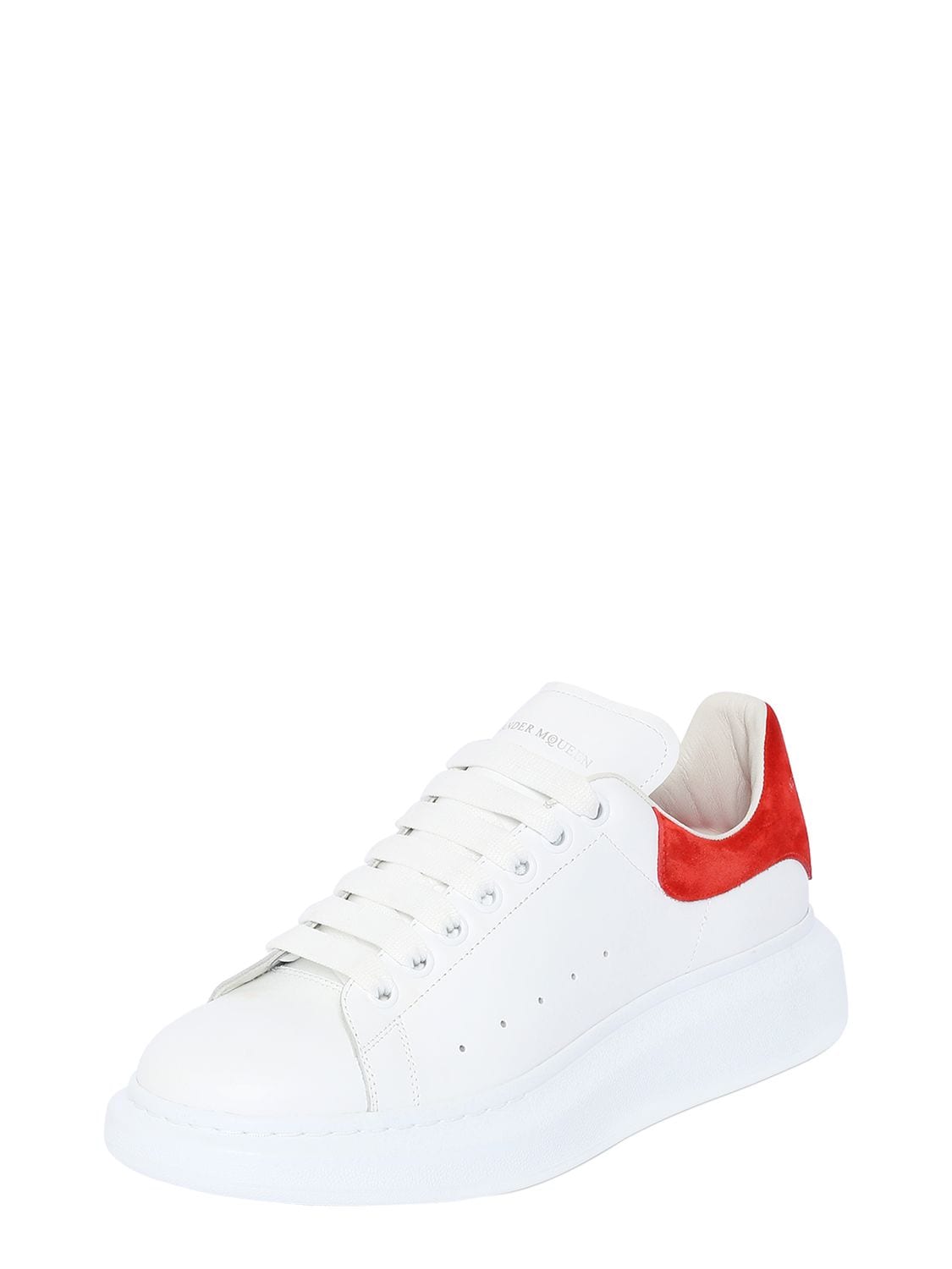 Shop Alexander Mcqueen 45mm Leather Sneakers In White,red