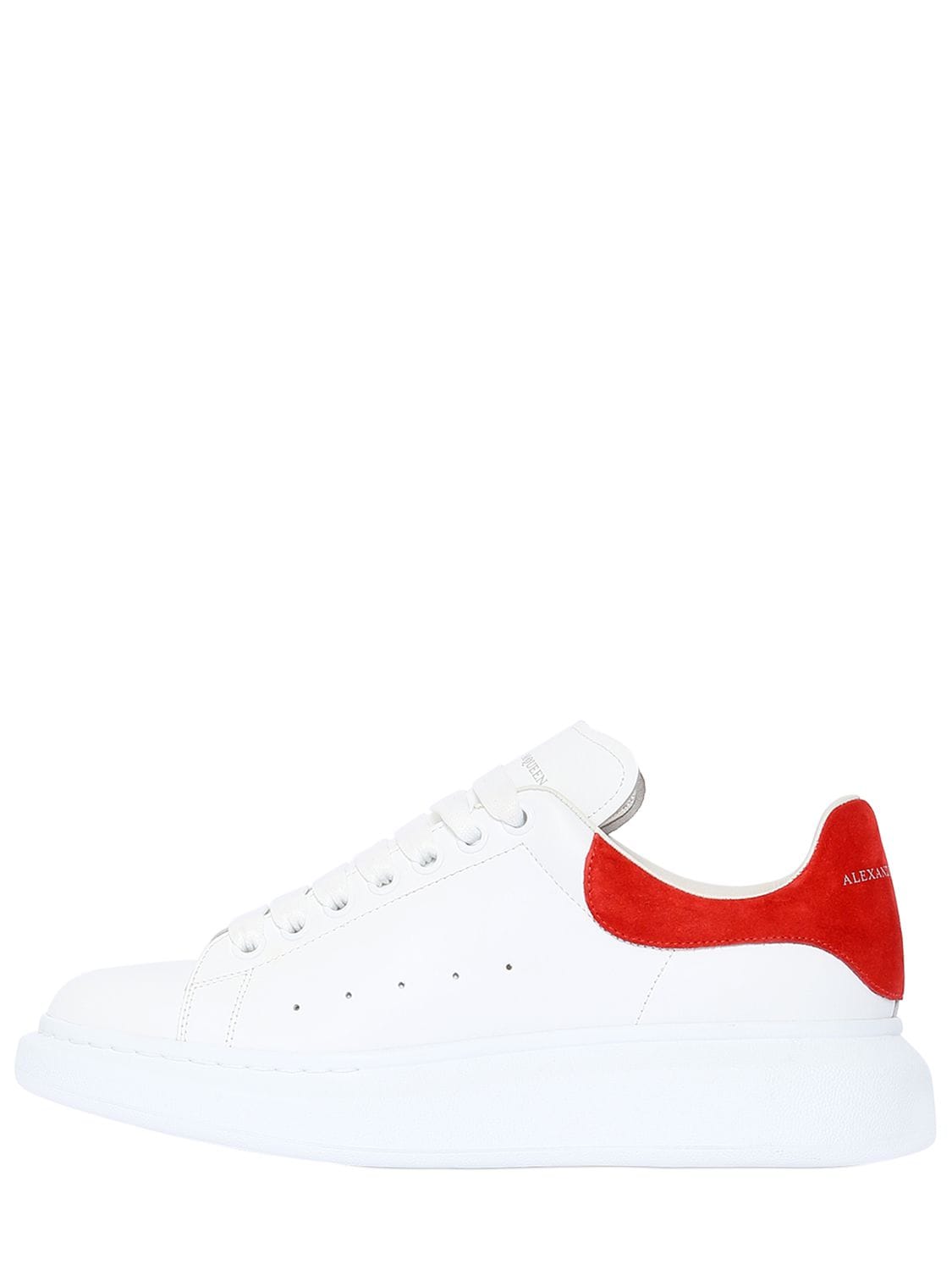 Shop Alexander Mcqueen 45mm Oversize Leather Sneakers In White,red