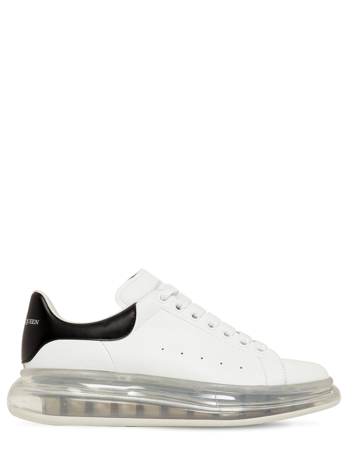 Shop Alexander Mcqueen 45mm Oversized Leather Sneakers In White,black