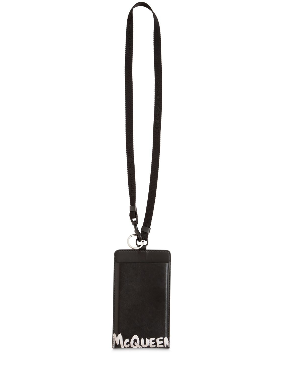 Alexander Mcqueen Smartphone Leather Case W/logo In Black