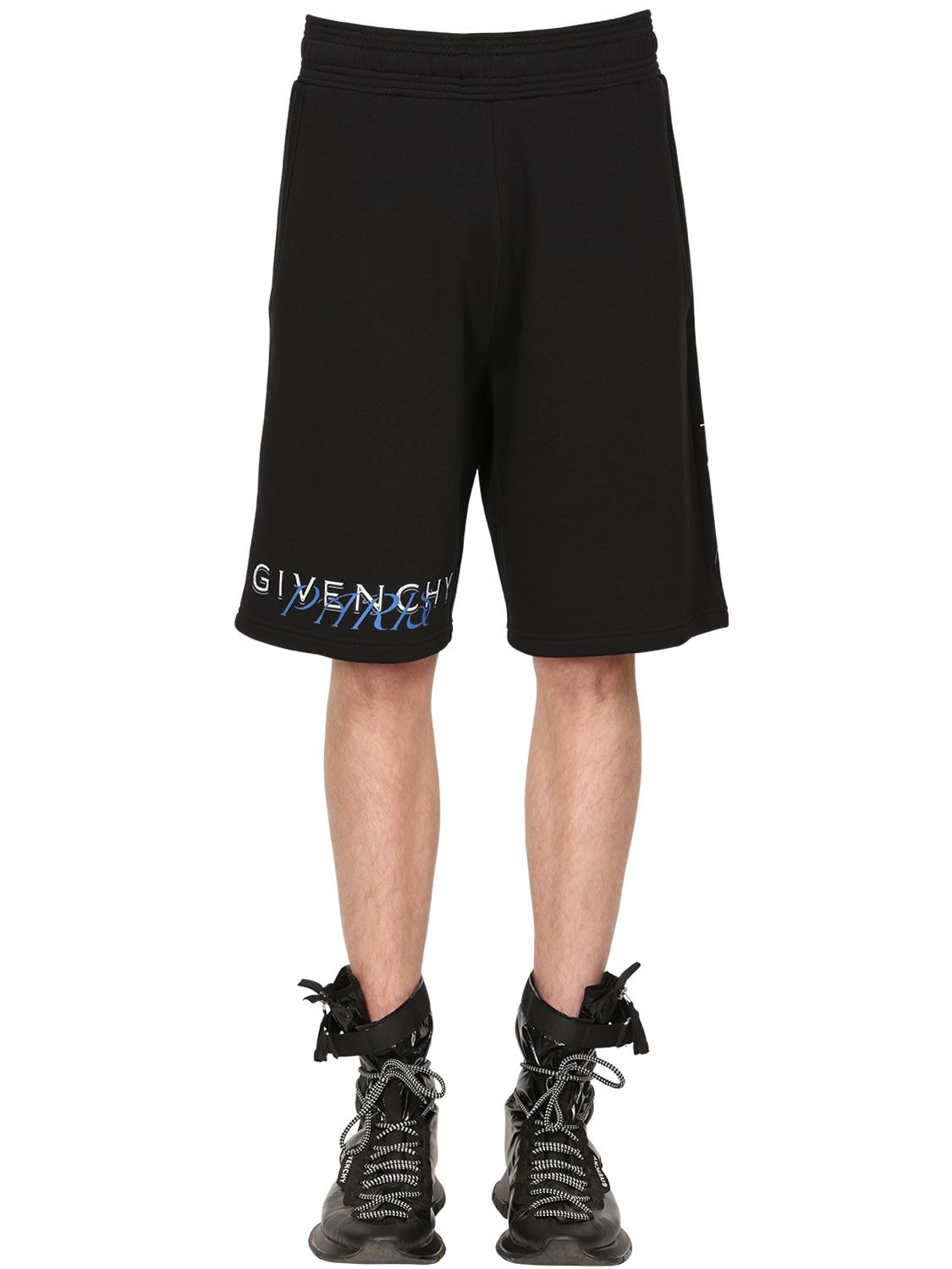 GIVENCHY LOGO PRINT COTTON JERSEY SHORTS,71IABC021-MDAX0