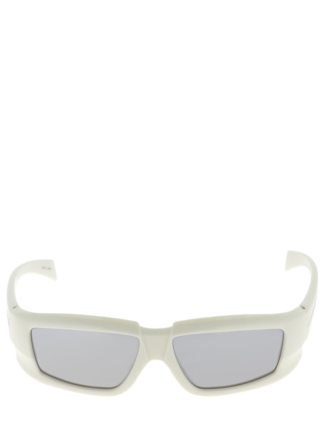 Rick Owens Rick Rectangular Sunglasses In White,silver