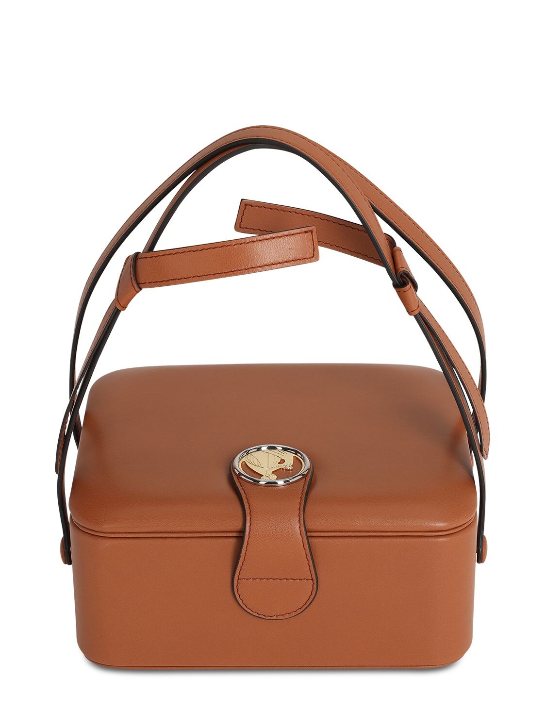 Lanvin Bento Box Leather Top Handle Bag In Brown
