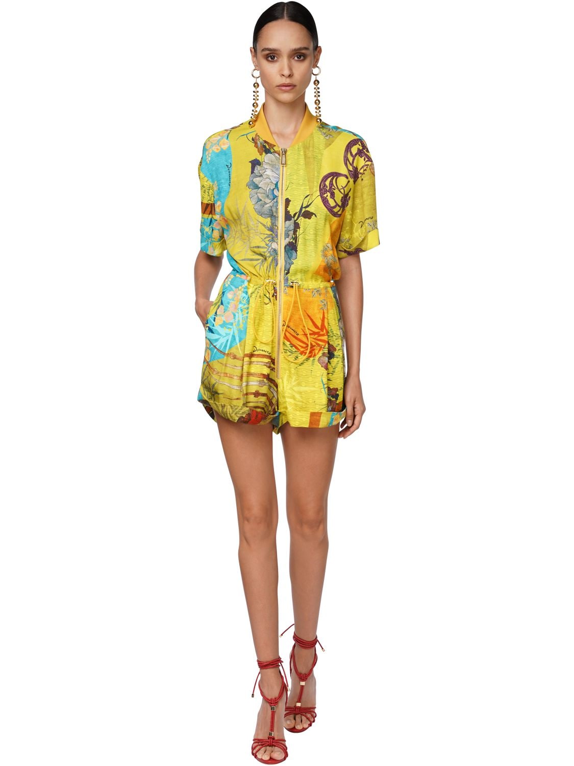 Dsquared2 Printed Crepe Jumpsuit In Multicolor