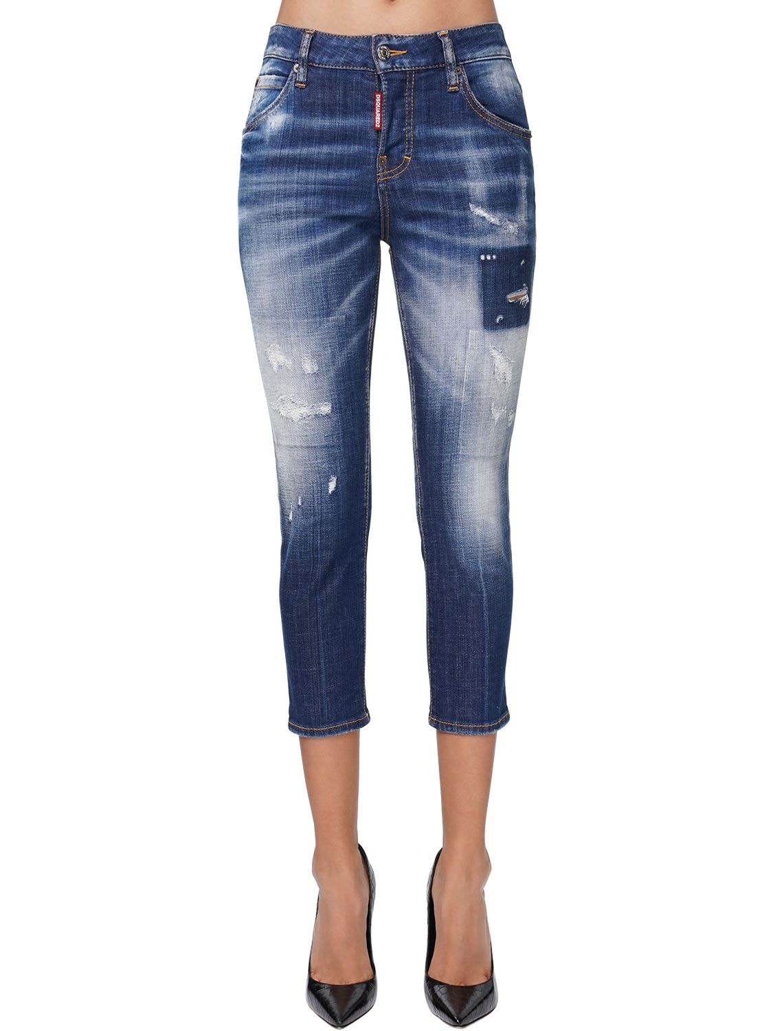 DSQUARED2 COOL GIRL CROPPED DENIM JEANS,71IAGF059-NDCW0