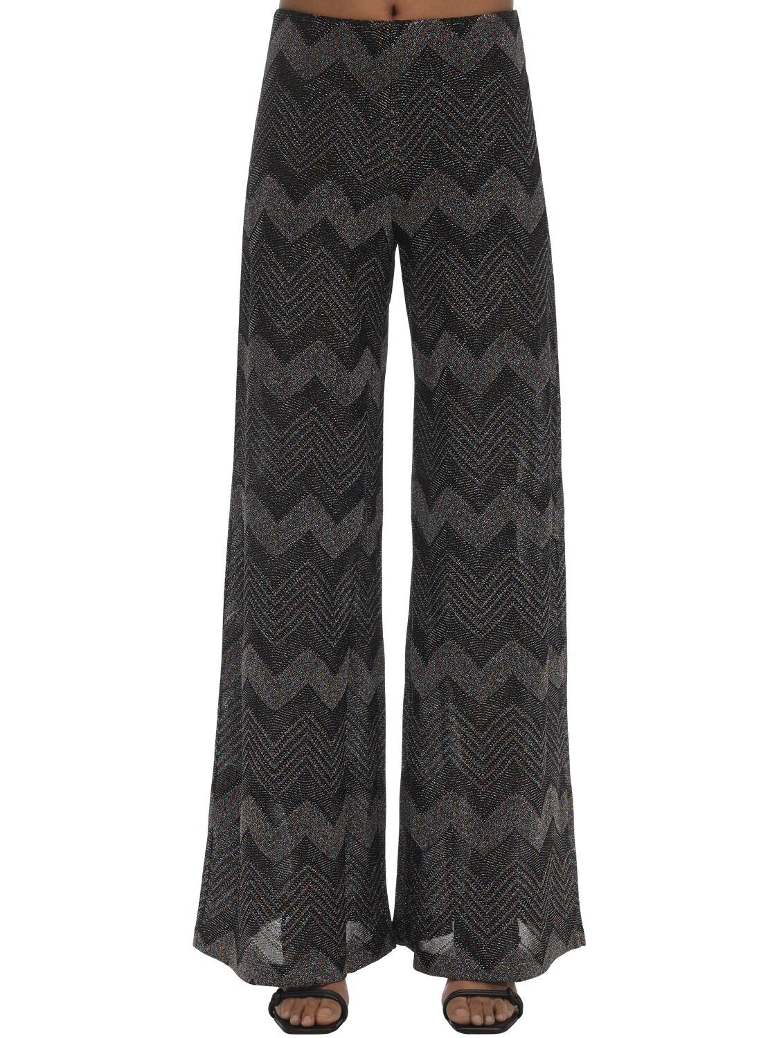 M MISSONI ZIG ZAG LUREX KNIT FLARED PANTS,71IAGS022-TDKWMUS1