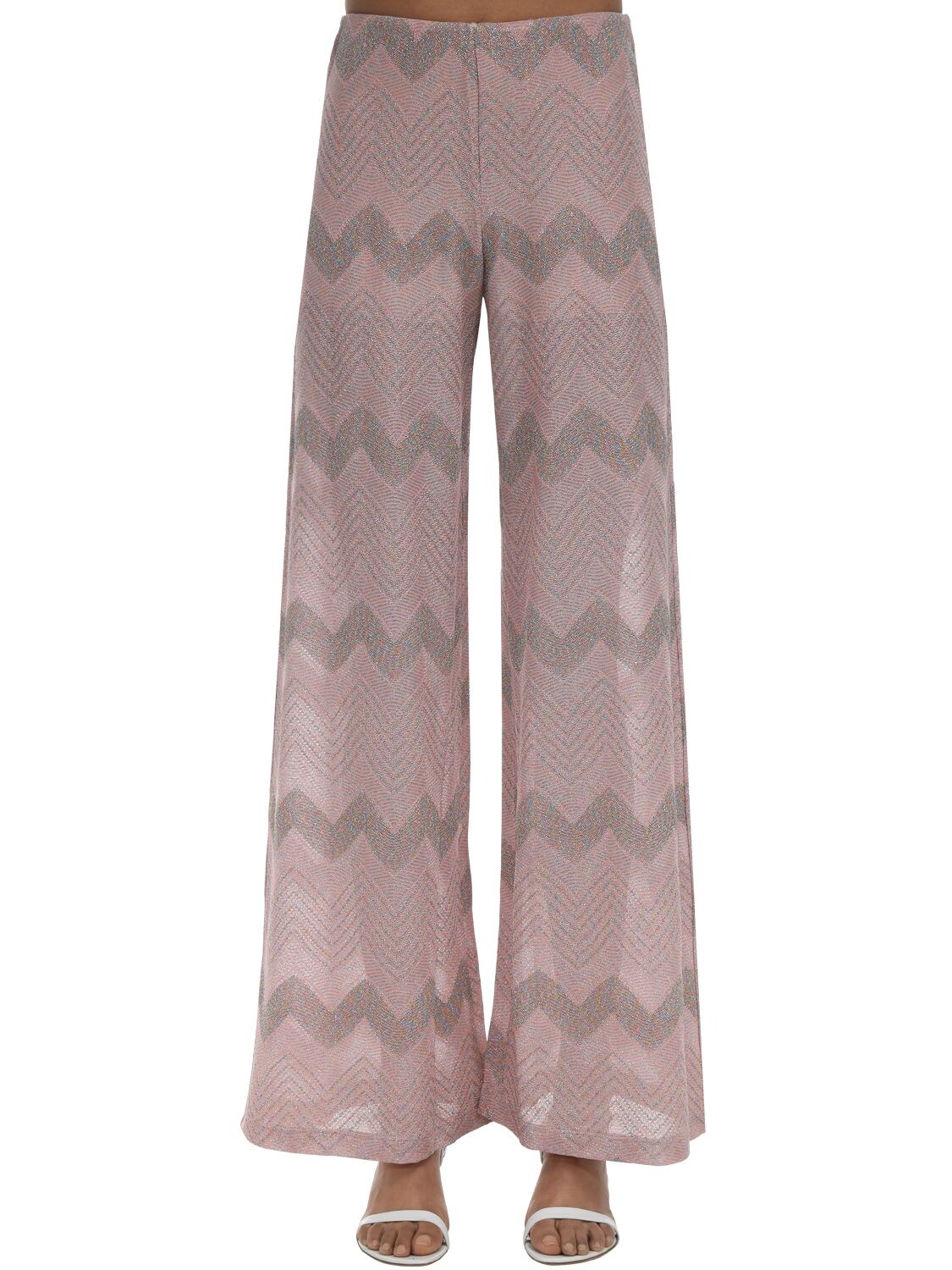 M Missoni Zig Zag Lurex Knit Flared Pants In G Multi