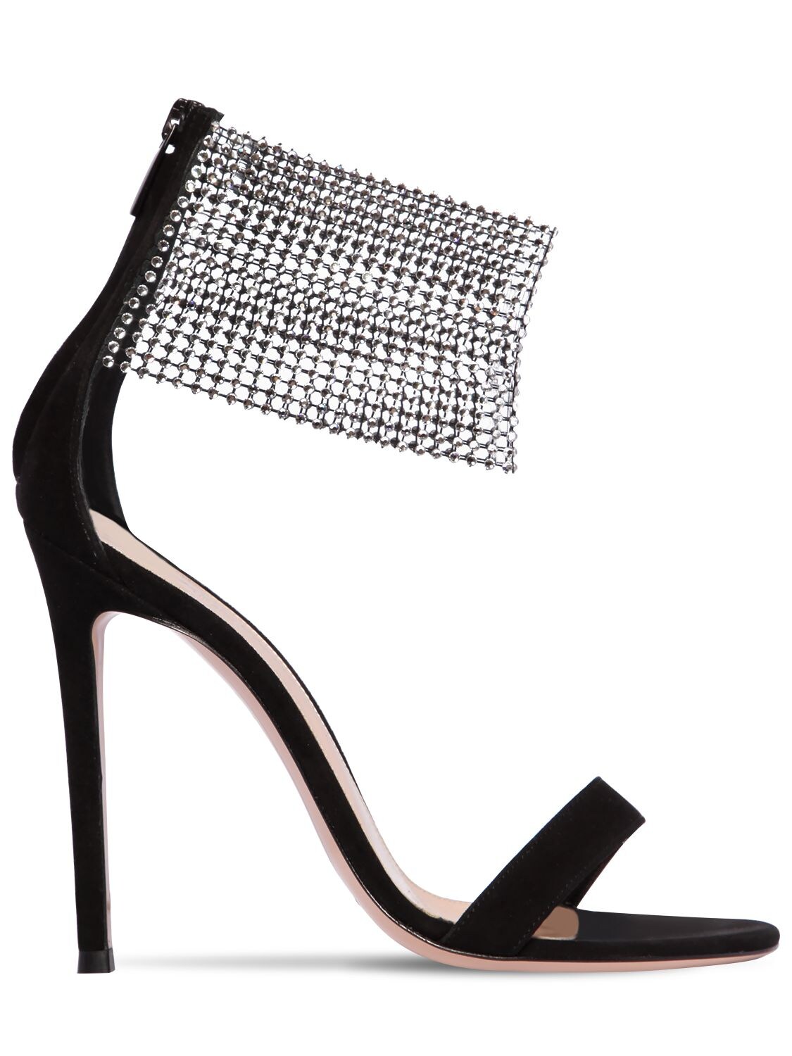 Gianvito Rossi 105mm Embellished Suede Sandals In Black