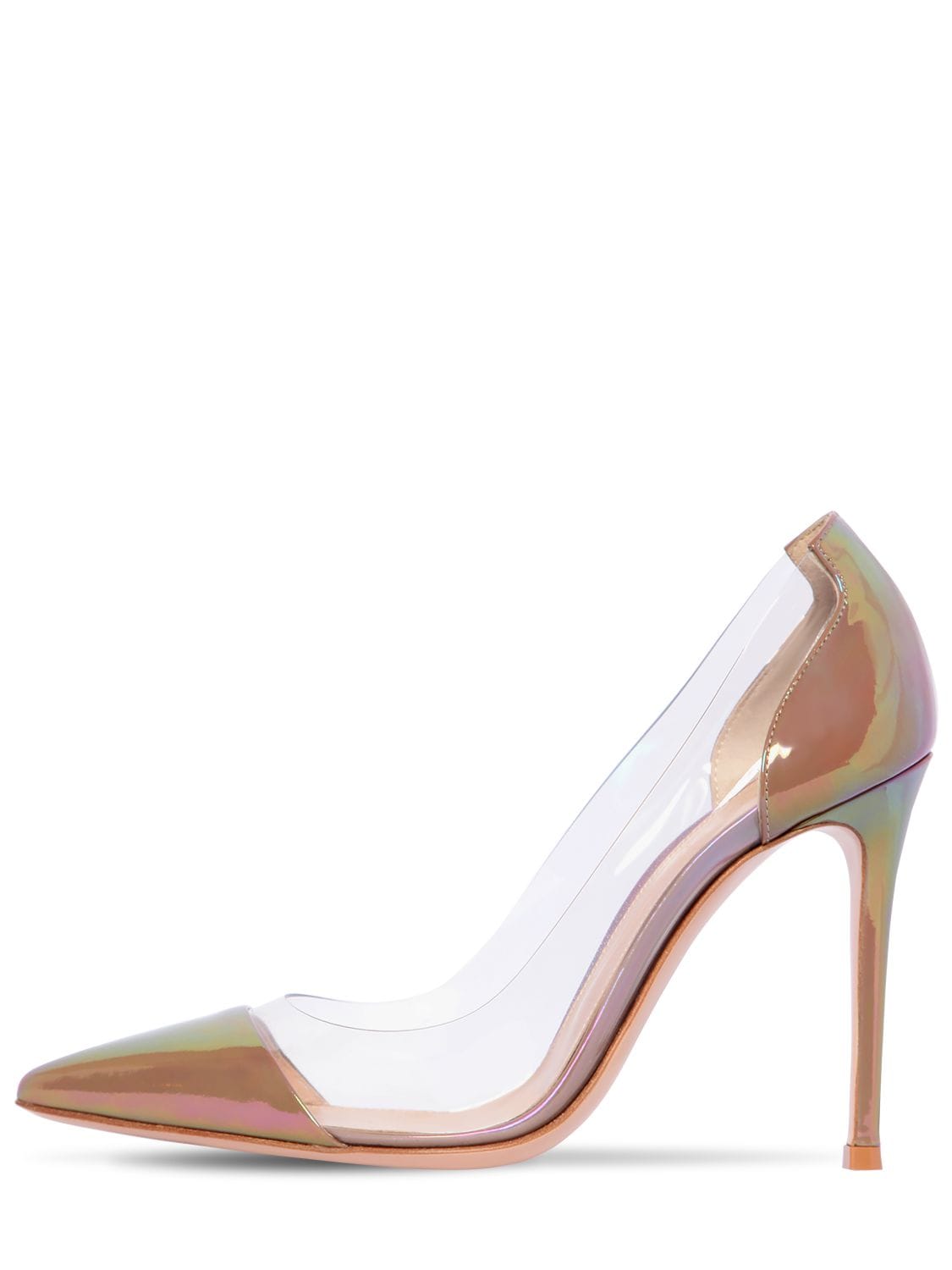GIANVITO ROSSI 105MM PLEXI & IRIDESCENT LEATHER PUMPS,71IAI4014-UFJBTELORSTUUKFTUA2