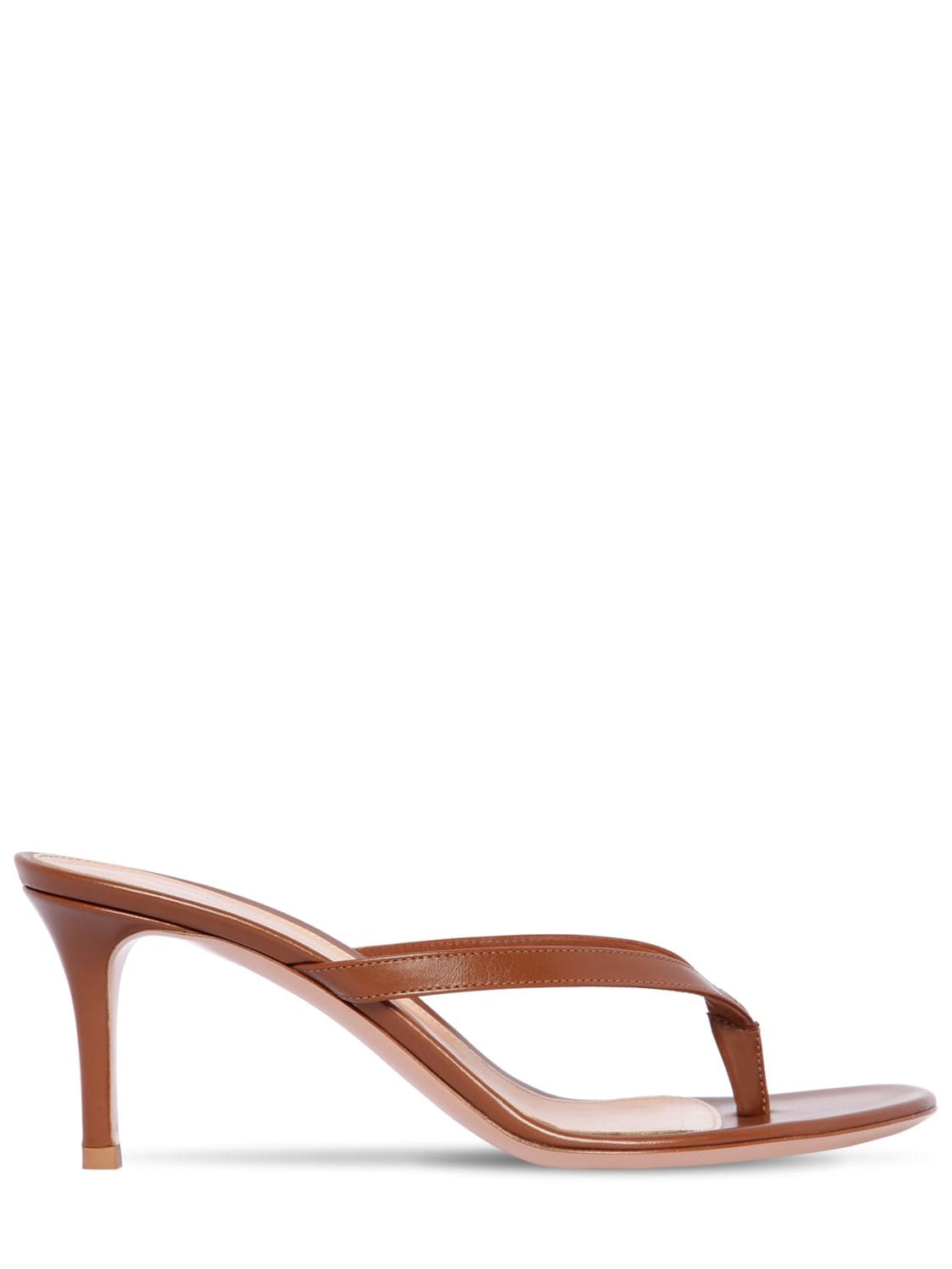 Gianvito Rossi Thong Leather Slide Sandals In Light Brown | ModeSens