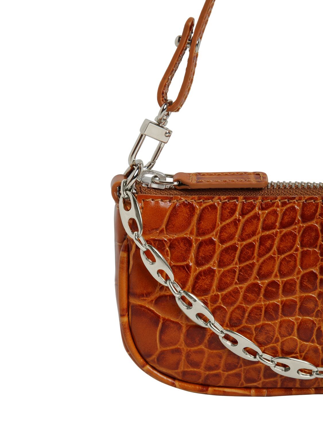By Far Mini Rachel Croc-embossed Leather Shoulder Bag In Brown | ModeSens
