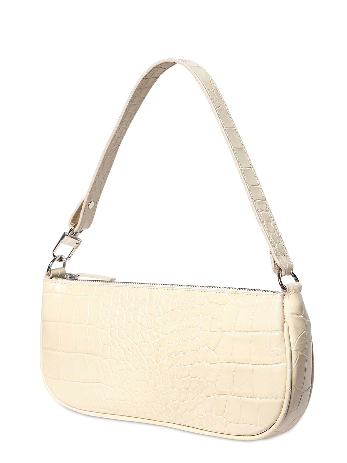By Far &#39;rachel&#39; Croc-embossed Leather Small Handle Bag In Ce Cream | ModeSens