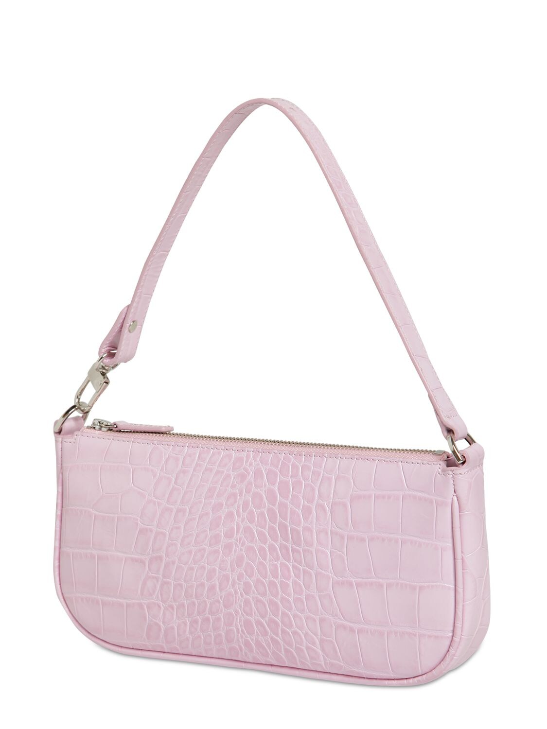 By Far Mini Rachel Crocodile Embossed Shoulder Bag In Pink | ModeSens