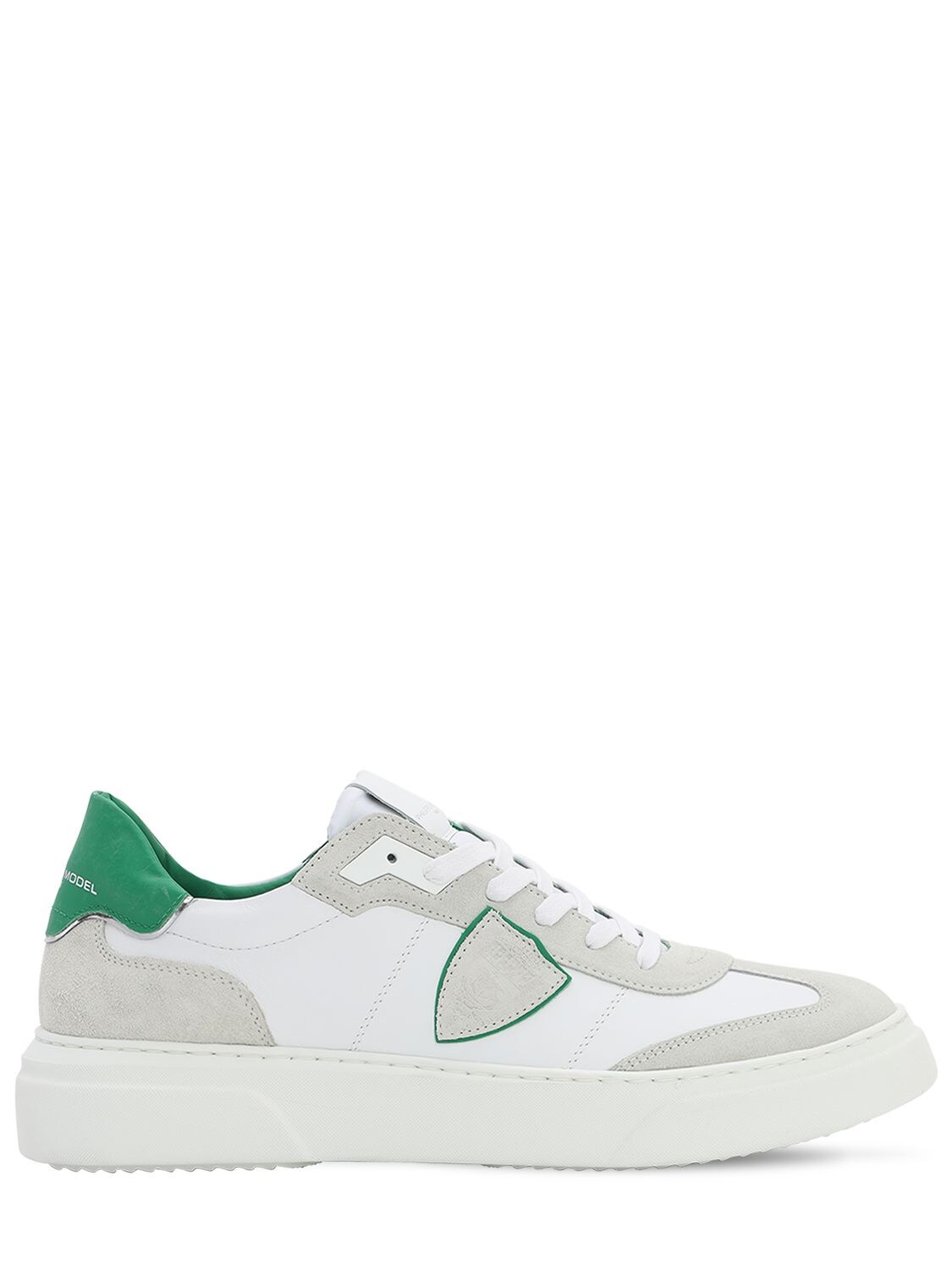 Philippe Model Temple Leather Suede Sneakers In White,green