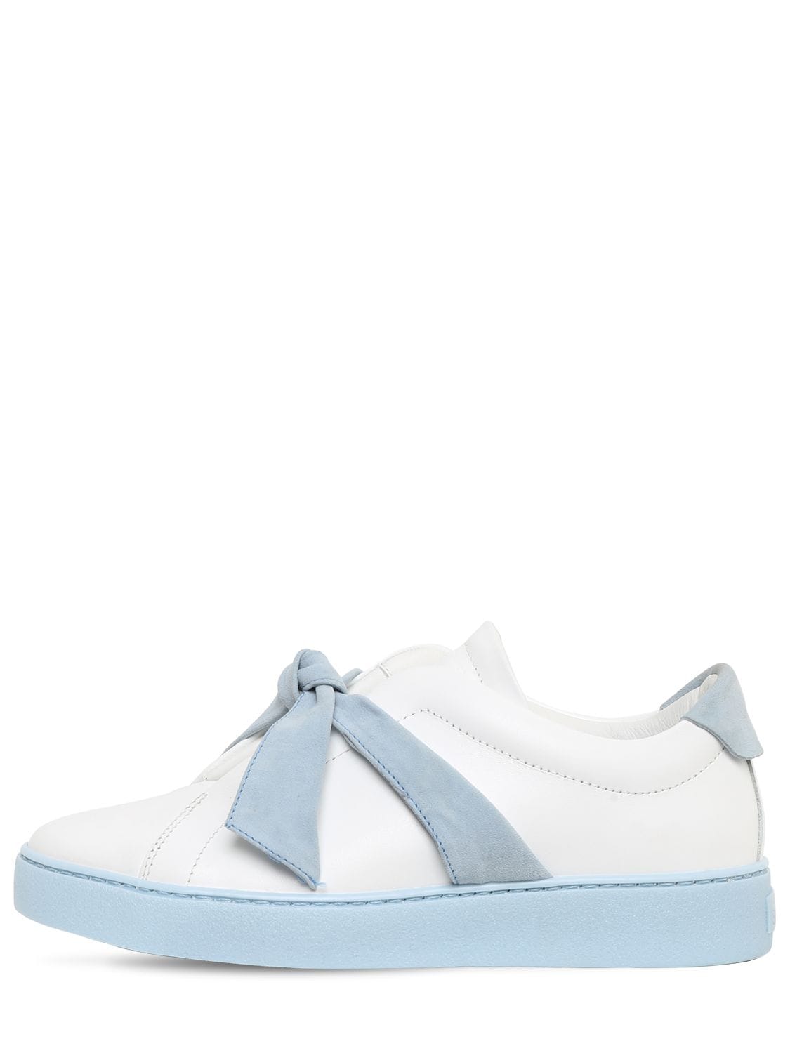 Alexandre Birman 30mm Clarita Leather & Suede Sneakers In White,light Blue