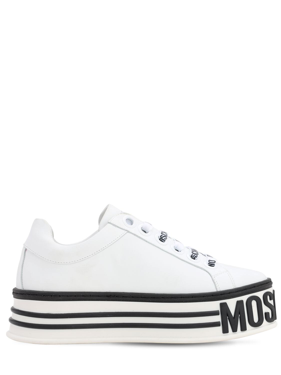 MOSCHINO 50MM LEATHER PLATFORM SNEAKERS,71IAOF001-MTBC0