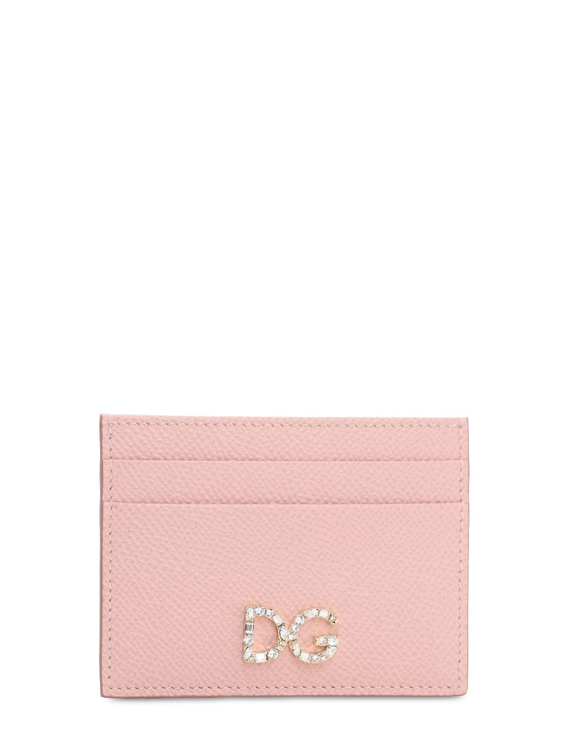 Dolce & Gabbana Dauphine Leather Card Holder In Rosa Carne