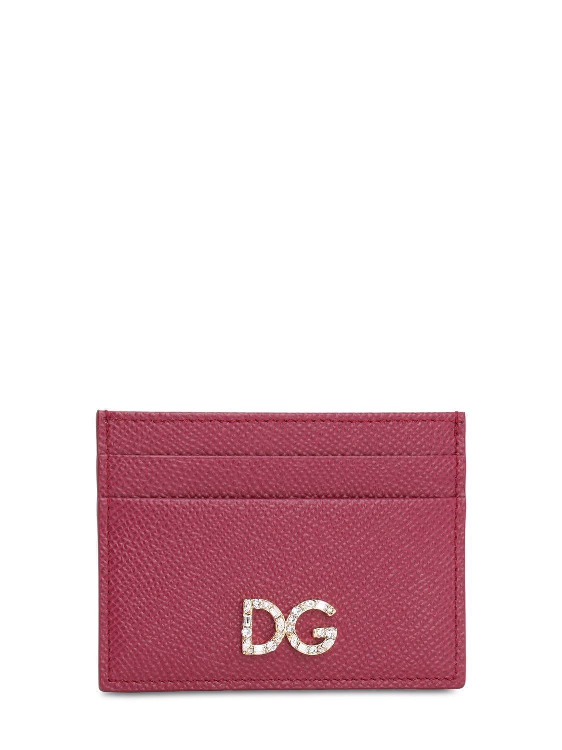 Dolce & Gabbana Dauphine Leather Card Holder In Fuchsia