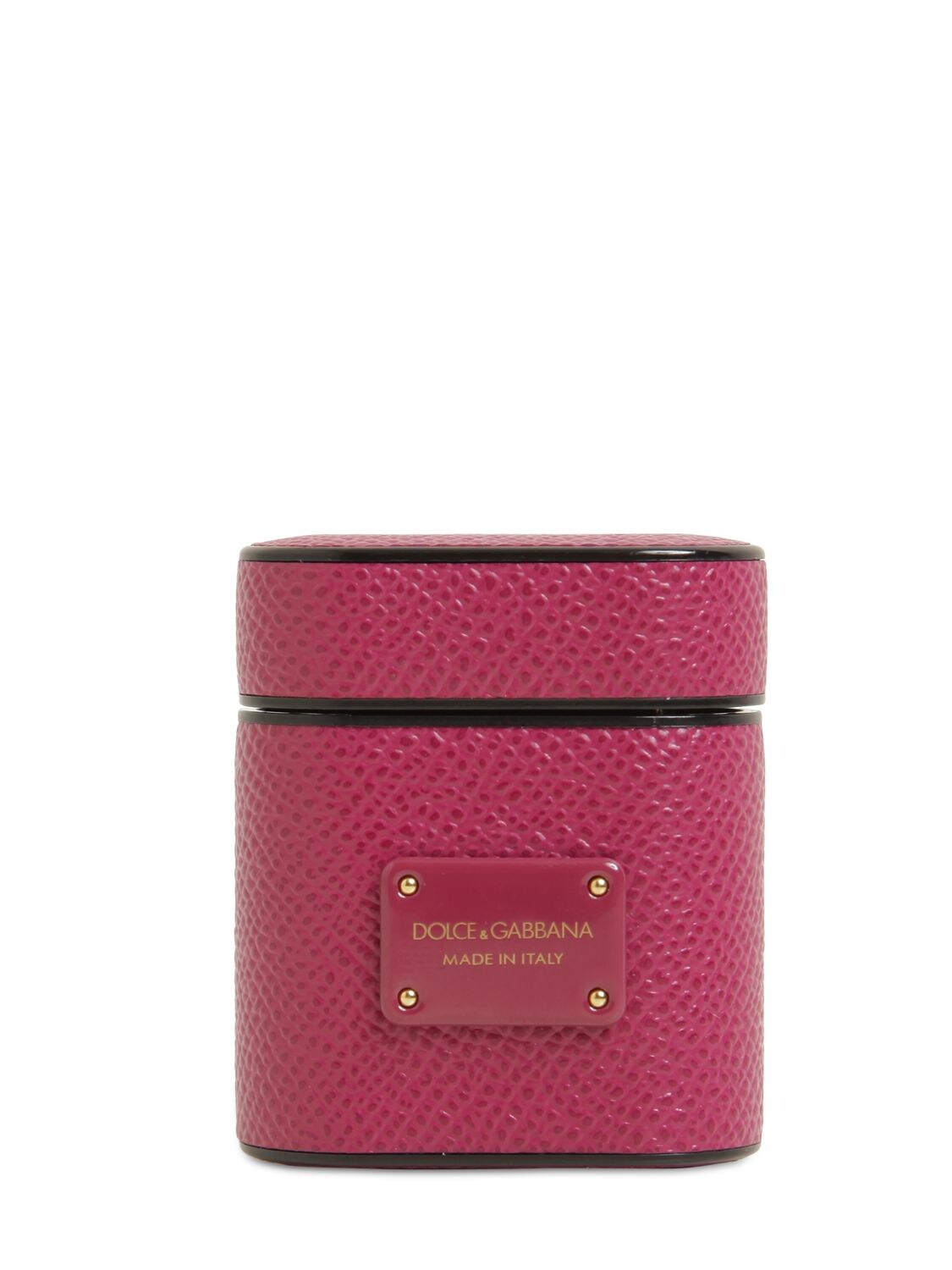 Dolce & Gabbana Dauphine Leather Airpod Case In Fuchsia