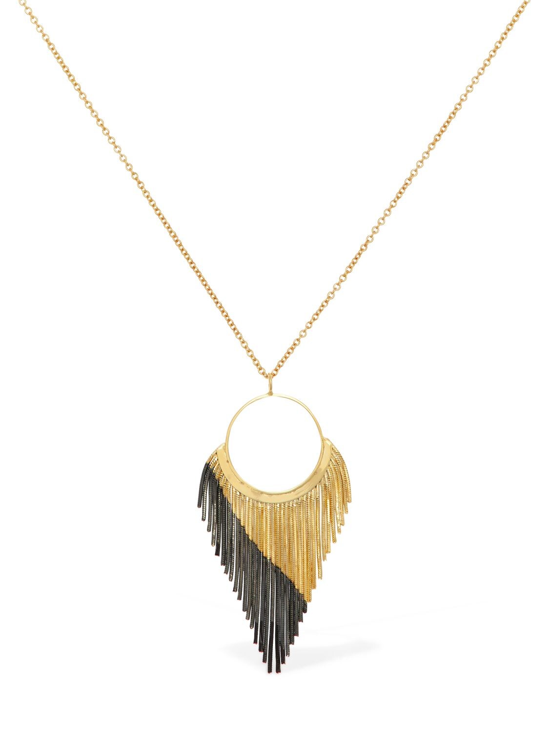 Long Necklace W/ Fringed Hoop Pendant