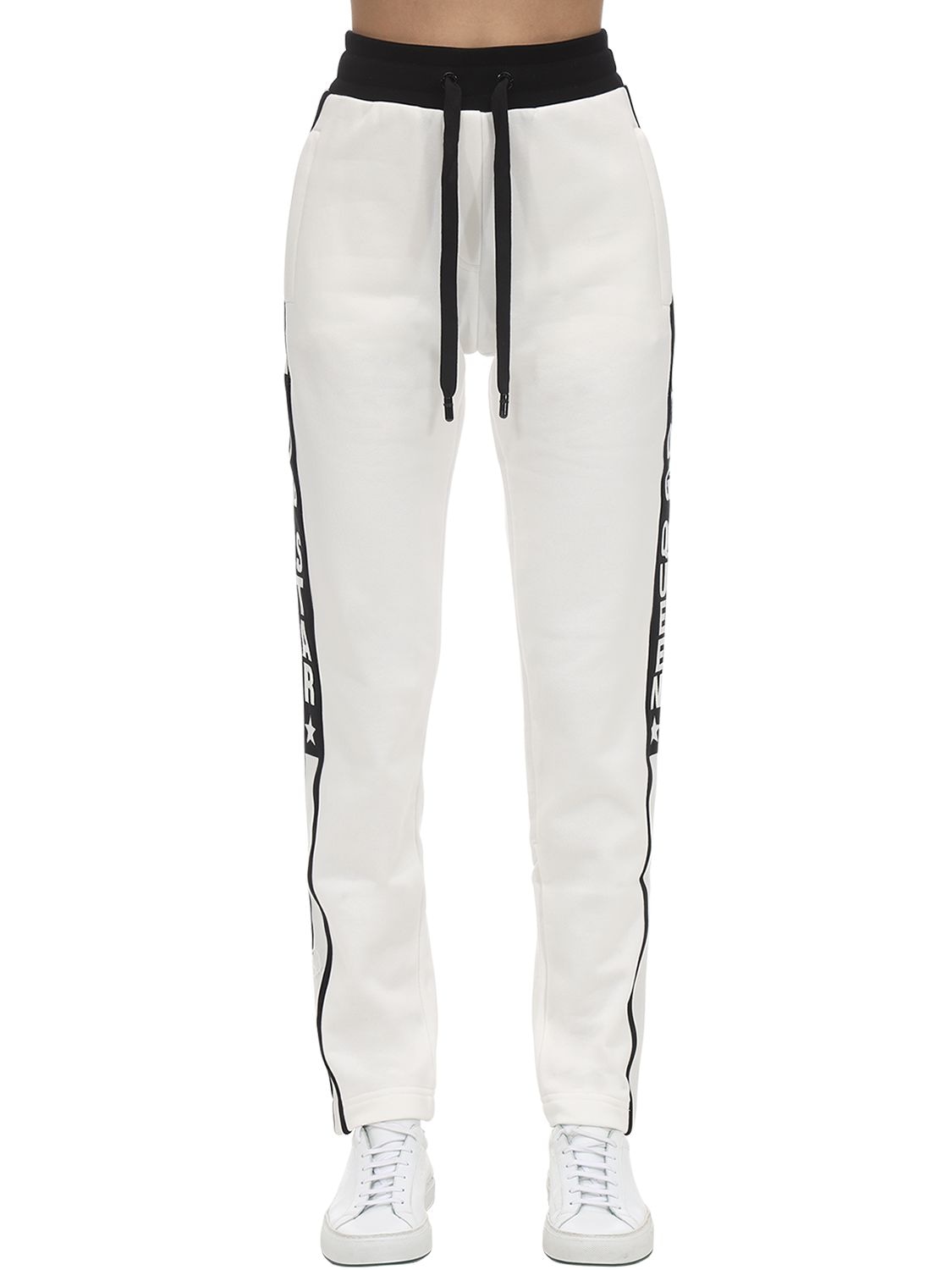 Dolce & Gabbana Cotton Jersey Track Pants W/side Bands In Black & White