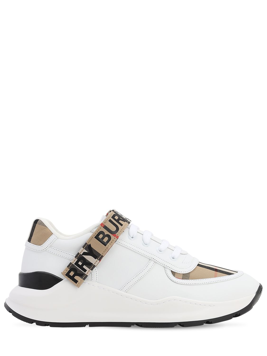 BURBERRY RONNIE CHECK LEATHER LOW-TOP trainers,71IBQH006-QTCWMJY1