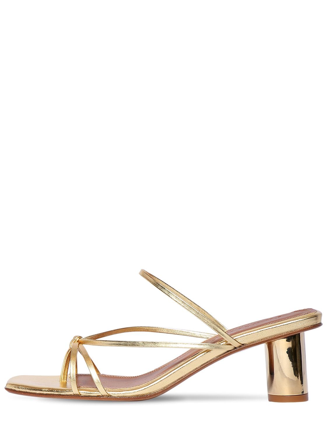 Souliers Martinez 55mm Metallic Leather Thong Sandals In Gold | ModeSens