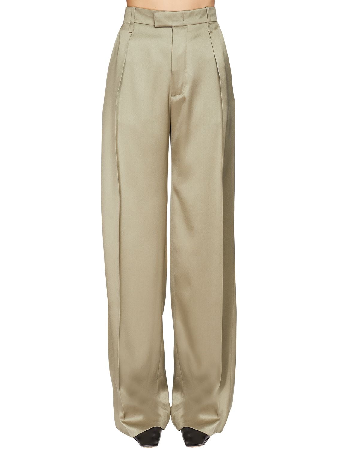 BOTTEGA VENETA CUPRO TWILL WIDE LEG PANTS,71ICD3016-MJQ0OQ2